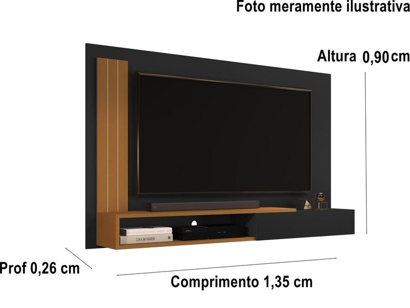 Imagem de Painel Até 50 Polegadas com porta Mariane cor Preto / Nature - Comprar Moveis para sua Casa