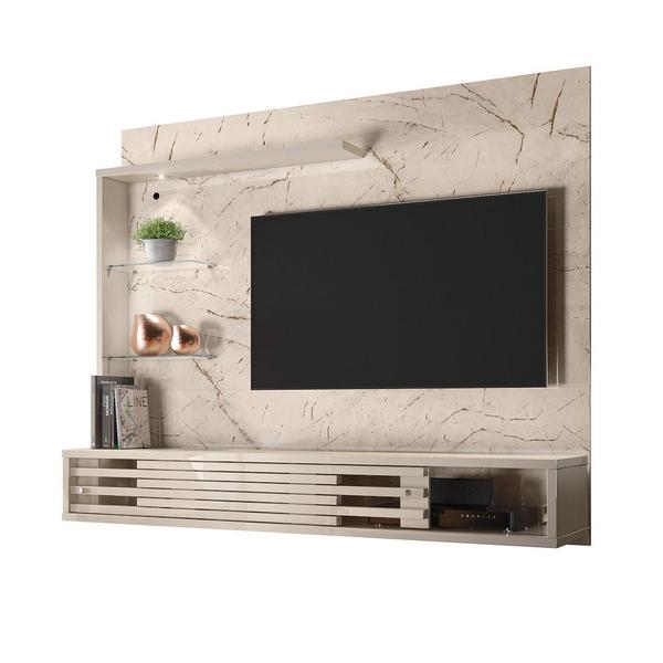 Imagem de Painel Bancada Para Tv Até 50 Polegadas Led 2 Portas Suspensa Frizz Select Calacata Off White - Madetec