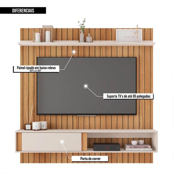 Imagem de Painel Bancada Para TV até 65 Polegadas Marrom Sena Caemmun