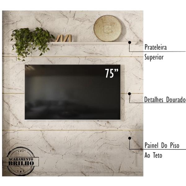 Imagem de Painel Bancada Piso Teto 244x208cm TV 75 BG7191 Calacata Off White MDT