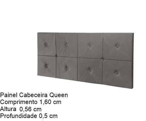 Imagem de Painel Boton Cama Box Queen 1,60 Cor Cinza - JM Casa dos Móveis