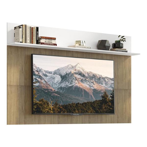 Imagem de Painel c/ Suporte TV 65" e Prateleira Amsterdã Plus Multimóveis Rustic/Branco