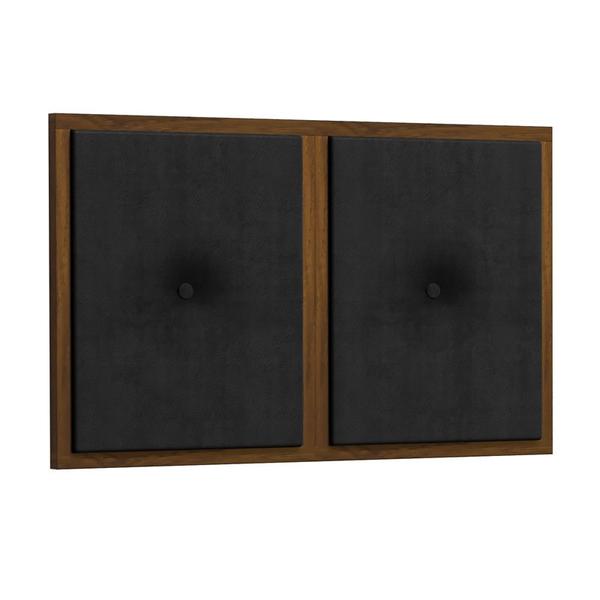 Imagem de Painel Cabeceira Box Solteiro 0,90 detalhe Madeira Suede Preto - Comprar Moveis em Casa