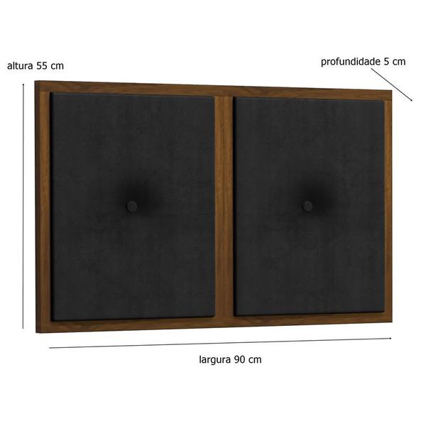 Imagem de Painel Cabeceira Box Solteiro 0,90 Duda Madeira Suede Preto - Comprar Moveis em Casa