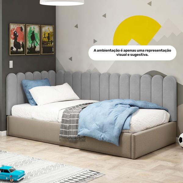 Imagem de Painel Cabeceira Cama Box Casal Lana 140cm Suede Cinza Claro - Desk Design