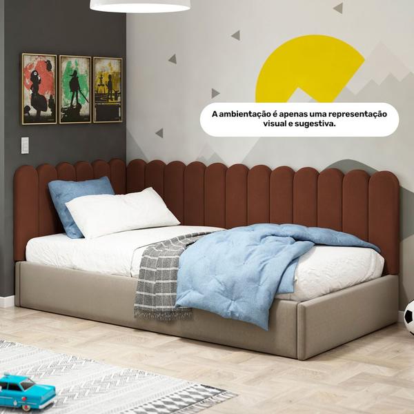 Imagem de Painel Cabeceira Cama Box Solteiro Lana 100cm Suede Terracota - Abmaza