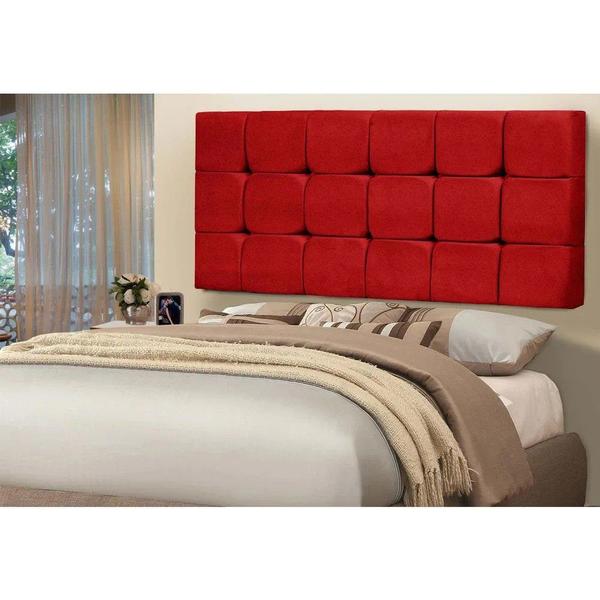 Imagem de Painel Cabeceira Casal King 190cm Para Cama Box Espanha Suede Vermelho - DS Estofados