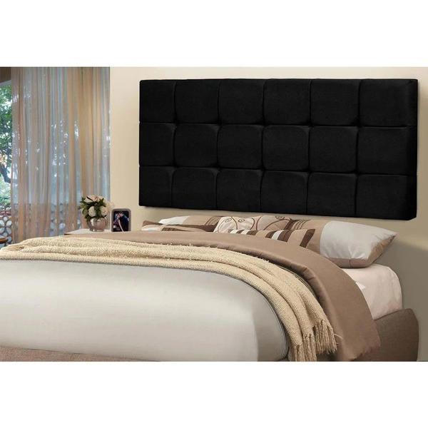 Imagem de Painel Cabeceira Casal Queen 160cm Para Cama Box Espanha Suede Preto - DS Móveis