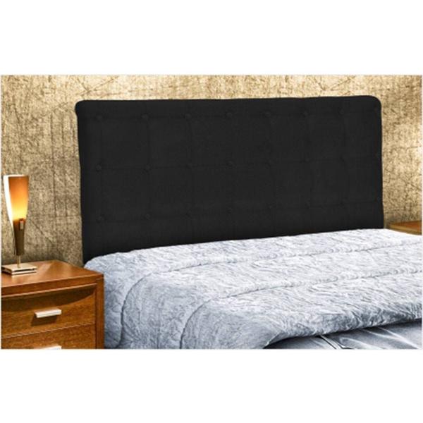 Imagem de Painel Cabeceira De Casal Queen 160cm Para Cama Box Toskana Suede Preto - DS Estofados