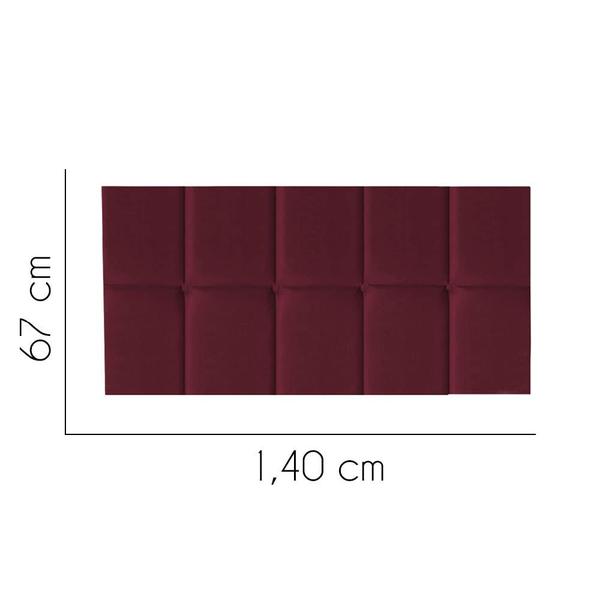 Imagem de Painel Cabeceira Estofada Turquia 140cm Casal Padrão Para Cama Box Quarto Suede Bordô - Ahazzo Móveis