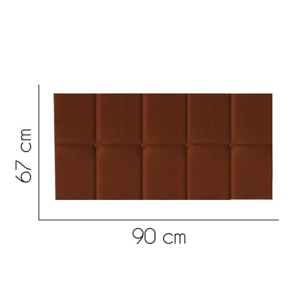 Imagem de Painel Cabeceira Estofada Turquia 90cm Solteiro Para Cama Box Quarto Suede Terracota - Ahazzo Móveis