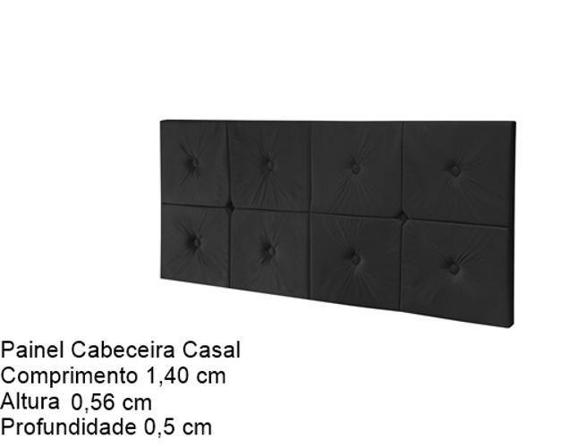 Imagem de Painel Cama Box Botão Casal 1,40 Elegance Cor Preto Comprar