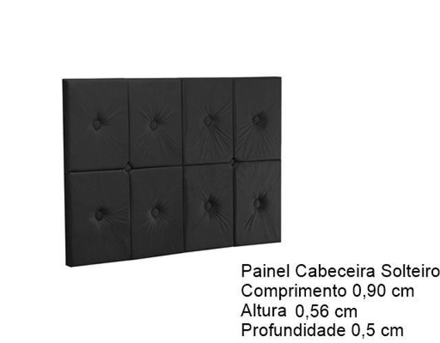 Imagem de Painel Cama Box Botão Solteiro 0,90 Elegance Cor Preto