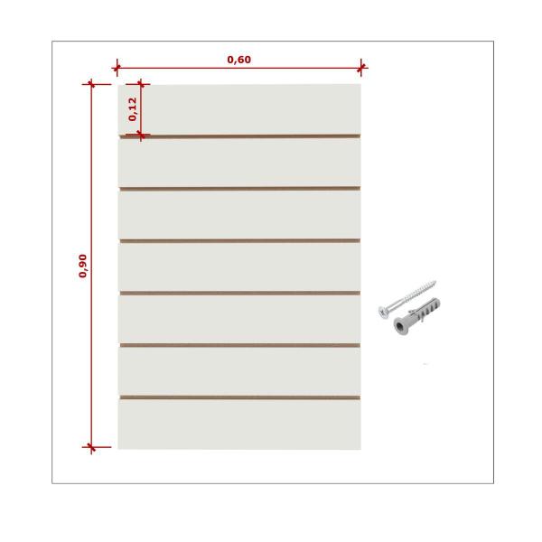 Imagem de Painel Canaletado Em MDF 90x60cm Branco + 10 Gancho Preto de 15cm