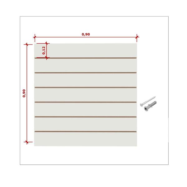 Imagem de Painel Canaletado Em MDF 90x90cm Branco + 20 Gancho Branco de 15cm