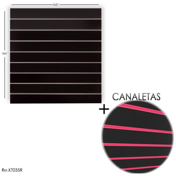 Imagem de Painel Canaletado Preto 0,61 X 0,61 + CANALETA ROSA