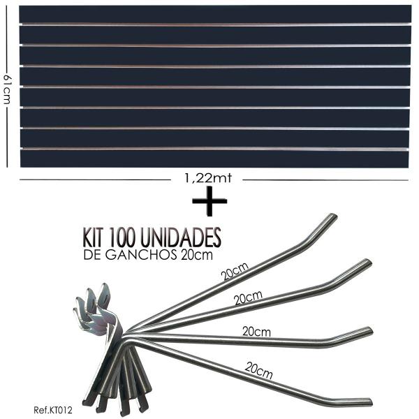 Imagem de Painel Canaletado Preto -1,22 x 0,61 + 100 und Gancho 20cm