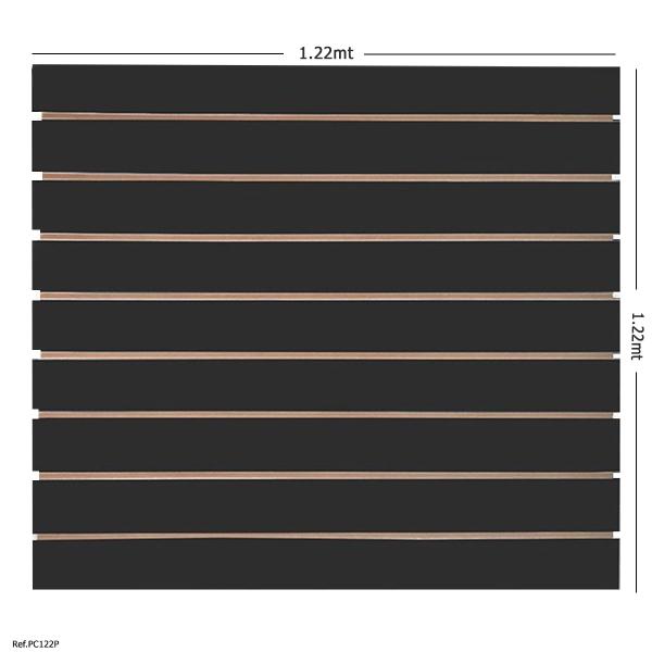 Imagem de Painel Canaletado Preto - 1,22 x 1,22 + Canaletas Cinzas