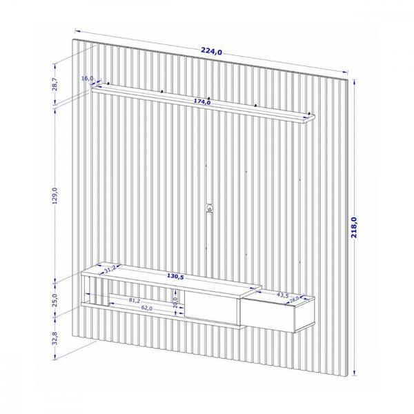 Imagem de Painel Cancun Tv Até 85 Polegadas Ripado Naturalle Off White Off White Com Natural