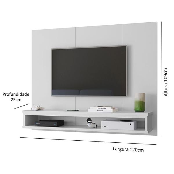 Imagem de Painel Cissa Tv 32 36 39 40 42 46 47 50 Polegadas Prateleira Inferior Nicho Decorativo Suspenso Quarto Sala - Branco - RPM Móveis