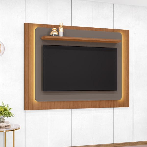 Imagem de Painel com Led para TVs 60 Polegadas Pará Cedro Cinza Perola