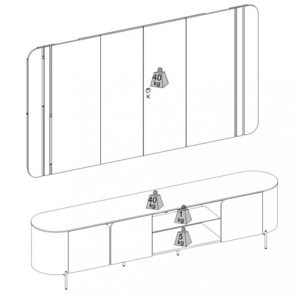 Imagem de Painel com Rack para TV até 75 Polegadas com LED 3 Portas Pés de Metal 100 MDF Ariana DJ Móveis