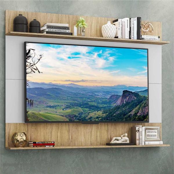 Imagem de Painel com Suporte TV 65" e Prateleiras Amsterdã Classic Multimóveis Branco/Rustic