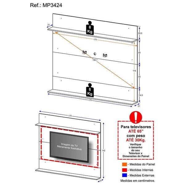 Imagem de Painel com Suporte TV 65" e Prateleiras Amsterdã Classic Multimóveis Rustic