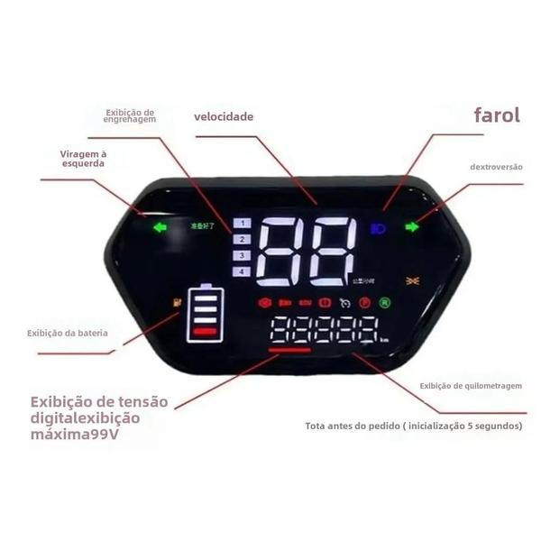 Imagem de Painel De Controle De Velocidade Com Display LCD De Alta Tensão 48-72V Para Controlador De Motor De