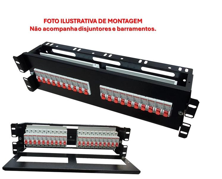 Imagem de Painel de Disjuntores 3U PDU Rack Recuo Frontal Trilho Din Descarregado Janelas Destacáveis De 1 à 20 Disjuntores Cinza