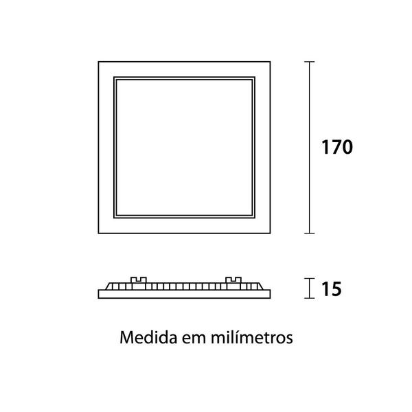 Imagem de Painel de embutir quadrado alumínio 12w 3000k - blumenau