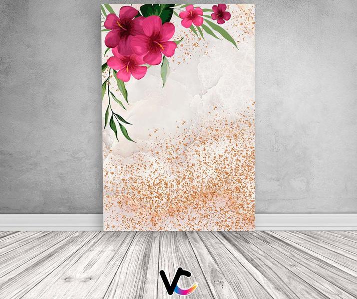 Imagem de Painel De Festa 3d Vertical 1,50 x 2,20 - Flores Marsala Efeito Glitter 020