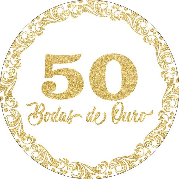 Imagem de Painel De Festa Redondo 1,50x1,50 - Bodas de Ouro 50 Efeito Glitter 010