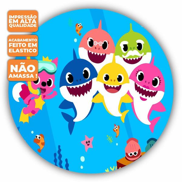 Imagem de Painel de Festa Redondo Tecido Sublimado 3D Baby Shark