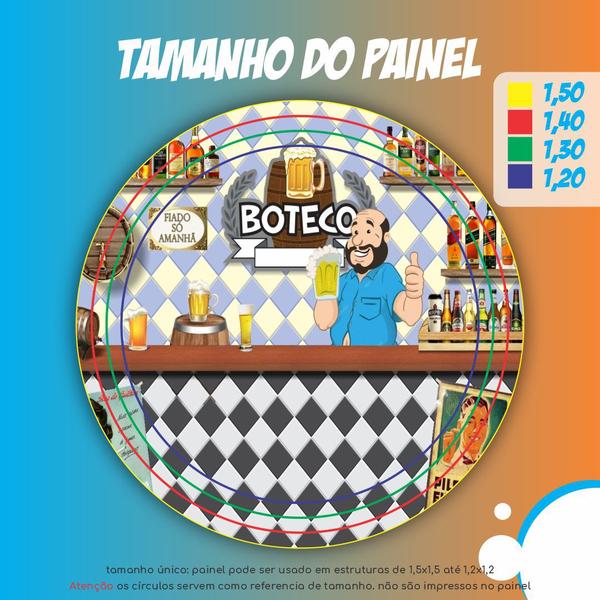 Imagem de Painel de Festa Redondo Tecido Sublimado 3D Boteco