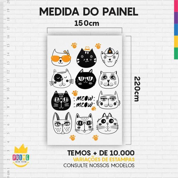 Imagem de Painel De Festa Retangular 3D Gatos Casadinho 1,50M X 2,20