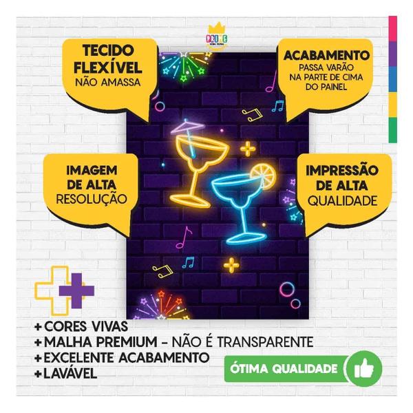 Imagem de Painel De Festa Retangular 3D Neon Casadinho 1,50M X 2,20