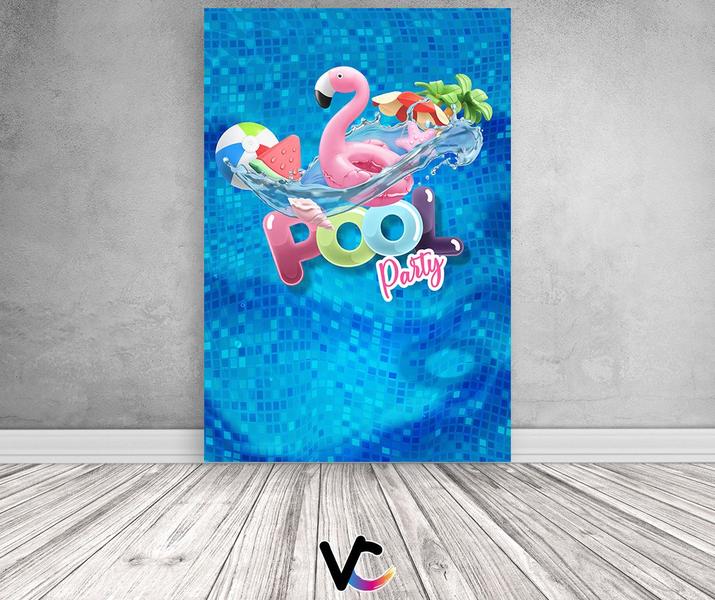 Imagem de Painel De Festa Vertical 1,50 x 2,20 - Pool Party Piscina Flamingo 008