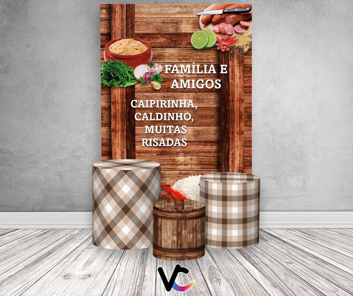 Imagem de Painel De Festa Vertical 1,50 x 2,20 + Trio De Capas Cilindro - Feijoada Brasileira 008