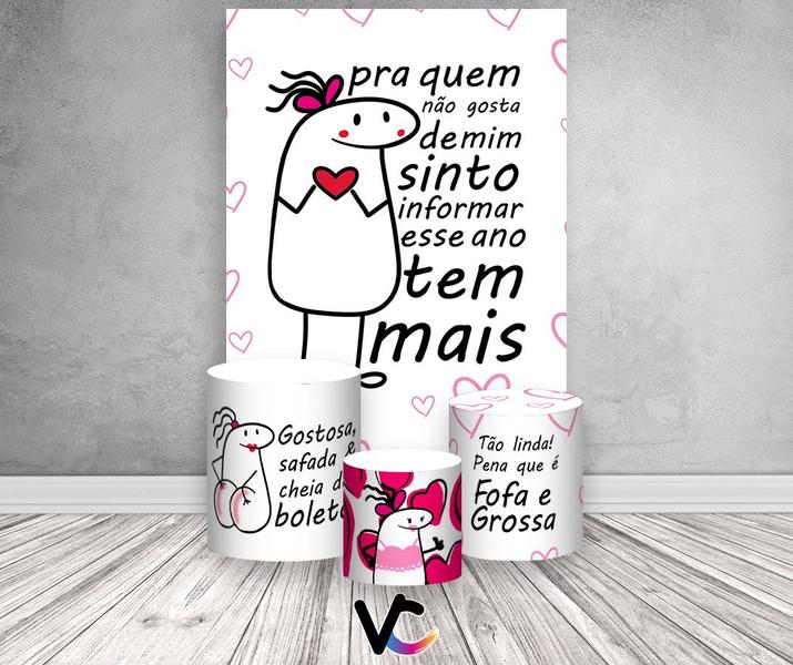 Imagem de Painel De Festa Vertical 1,50 x 2,20 + Trio De Capas Cilindro - Flork Bento Cake Safada 026