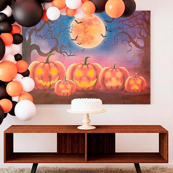 Imagem de Painel de Halloween TNT Abóbora Decoração de Dia das Bruxas