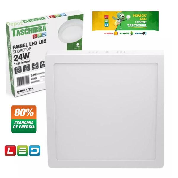 Imagem de Painel de Led Branco Quadrado Sobrepor 24W Bivolt Taschibra