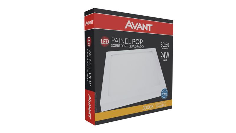 Imagem de Painel de Led de Sobrepor 24w Quadrado 30Cm 3000k Avant