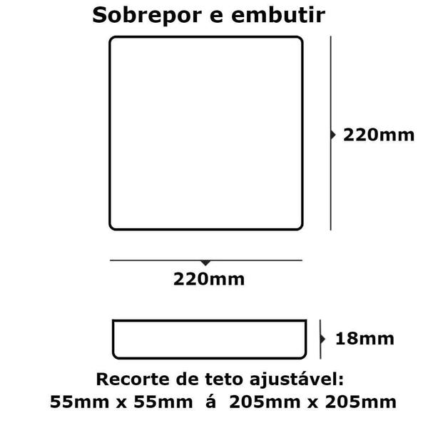 Imagem de Painel De Led Frameless Sobrepor / Embutir 32W Branco Frio