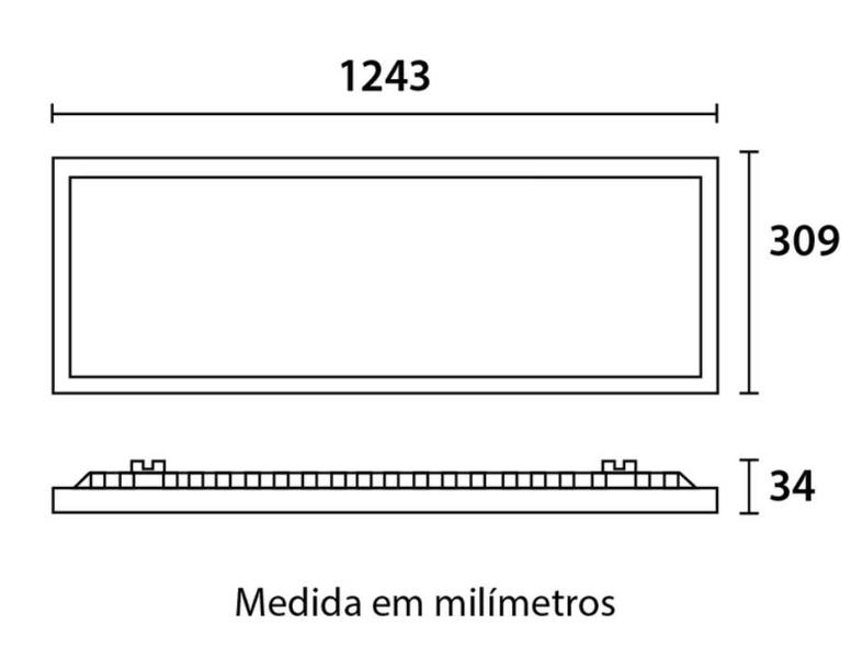 Imagem de Painel de Led Plafon Embutir Retangular 1243x309mm Branco 40W Bivolt Blumenau