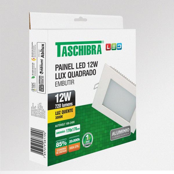 Imagem de Painel de Led Quadrado Embutir 12W Bivolt Taschibra