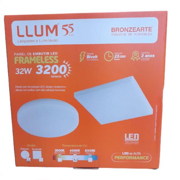 Imagem de Painel De Led Redondo Embutir 32W Borda Infinita 4000K