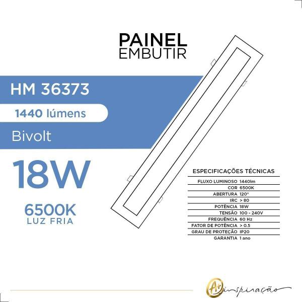 Imagem de Painel De Led Retangular 10X60 Embutir 18W 6500K Bivolt Opus