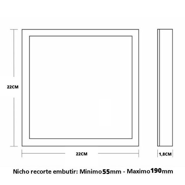 Imagem de Painel de Led Taschibra Frameless Quadrado Embutir 36W Bivolt