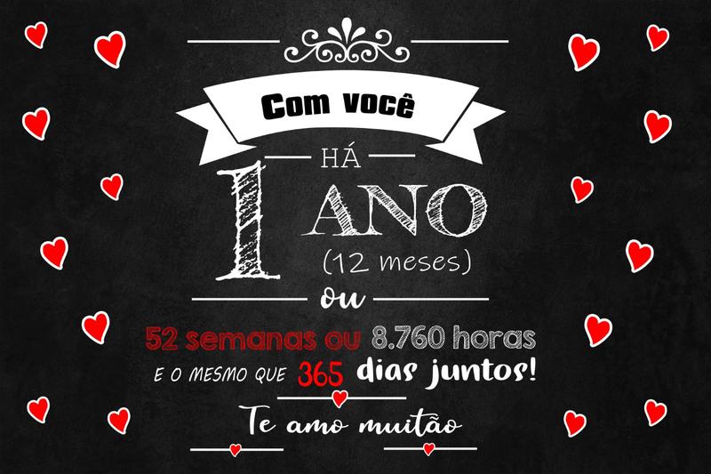 Imagem de Painel de Lona Aniversário 1 Ano de Namoro Chalkboard